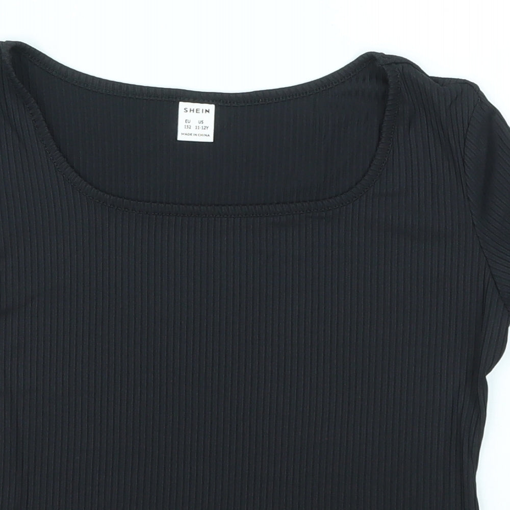 SheIn Girls Black   Basic T-Shirt Size 11-12 Years
