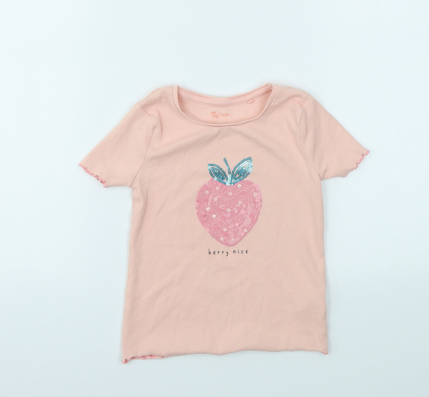 TU Girls Pink   Basic T-Shirt Size 4-5 Years