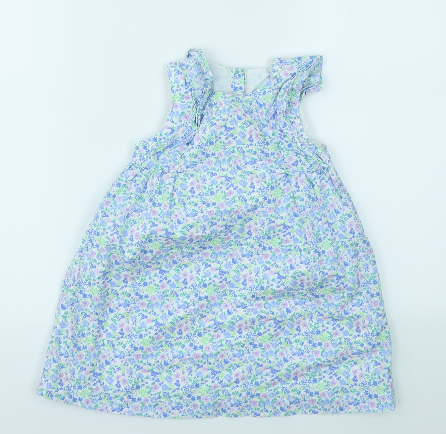 M&S Girls Blue Floral  Fit & Flare  Size 2-3 Years