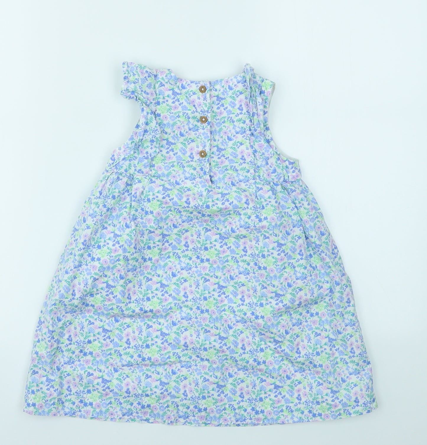 M&S Girls Blue Floral  Fit & Flare  Size 2-3 Years