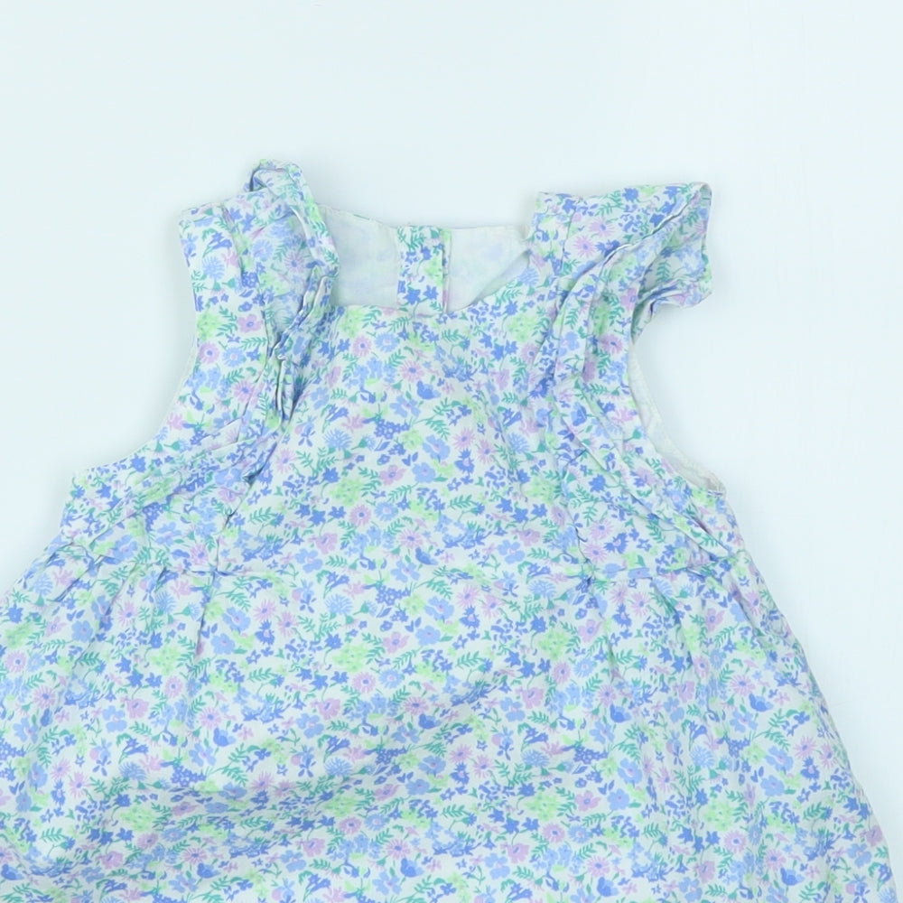 M&S Girls Blue Floral  Fit & Flare  Size 2-3 Years