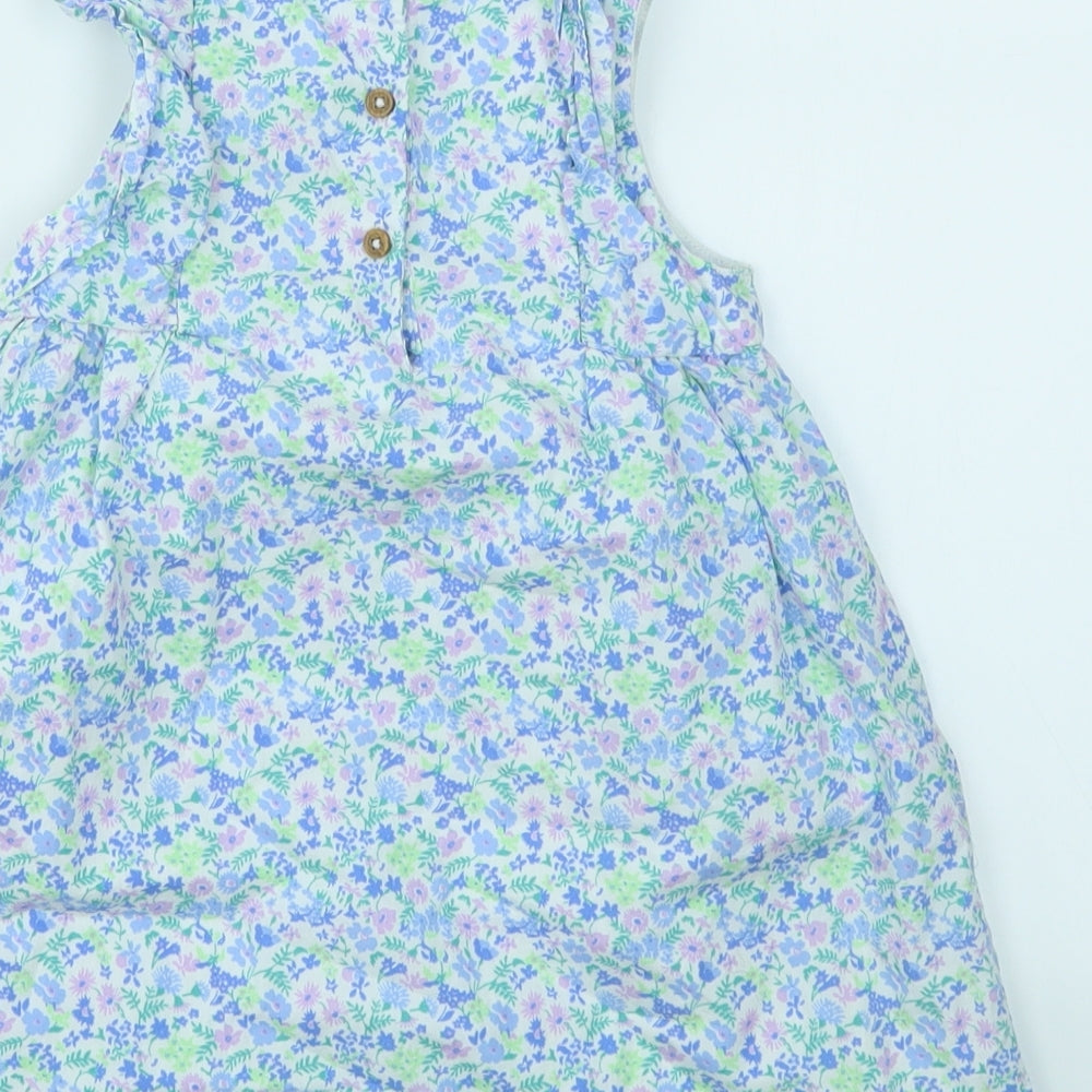 M&S Girls Blue Floral  Fit & Flare  Size 2-3 Years