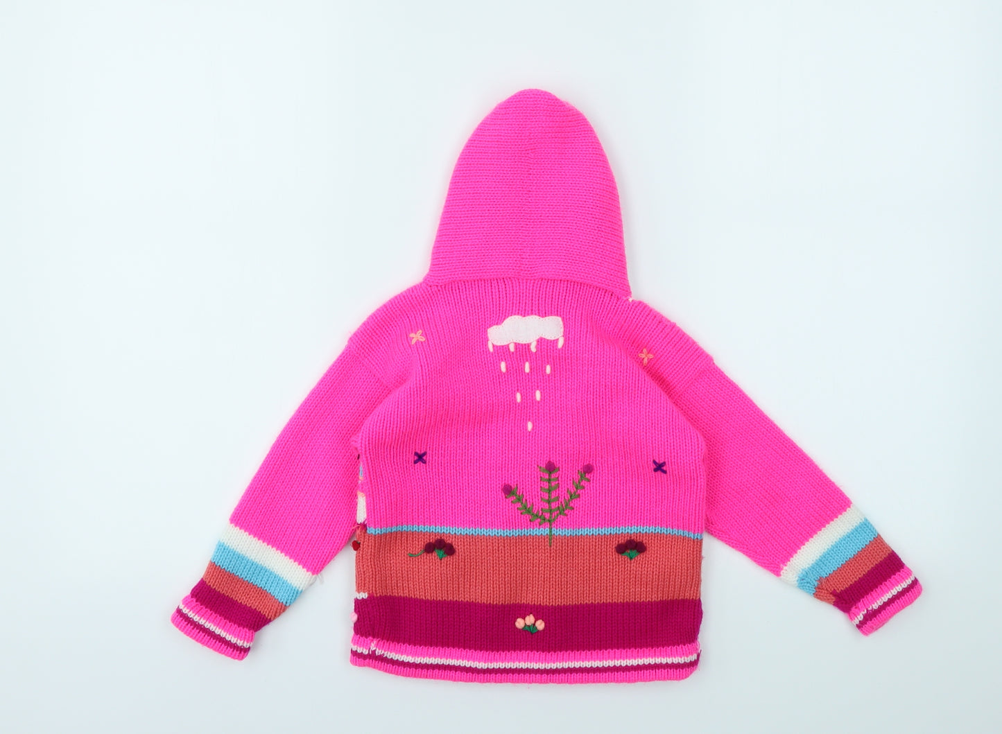 Preworn Girls Multicoloured Geometric  Cardigan Jumper Size 4 Years