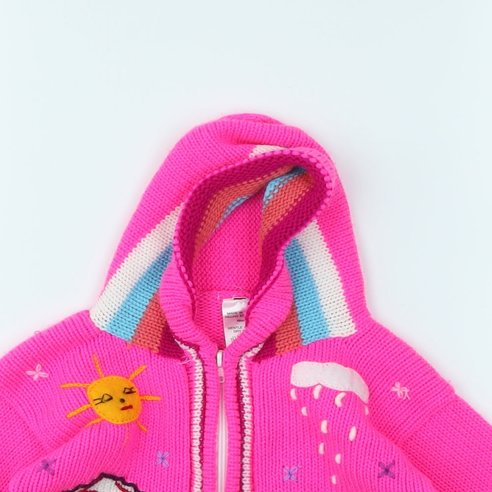 Preworn Girls Multicoloured Geometric  Cardigan Jumper Size 4 Years