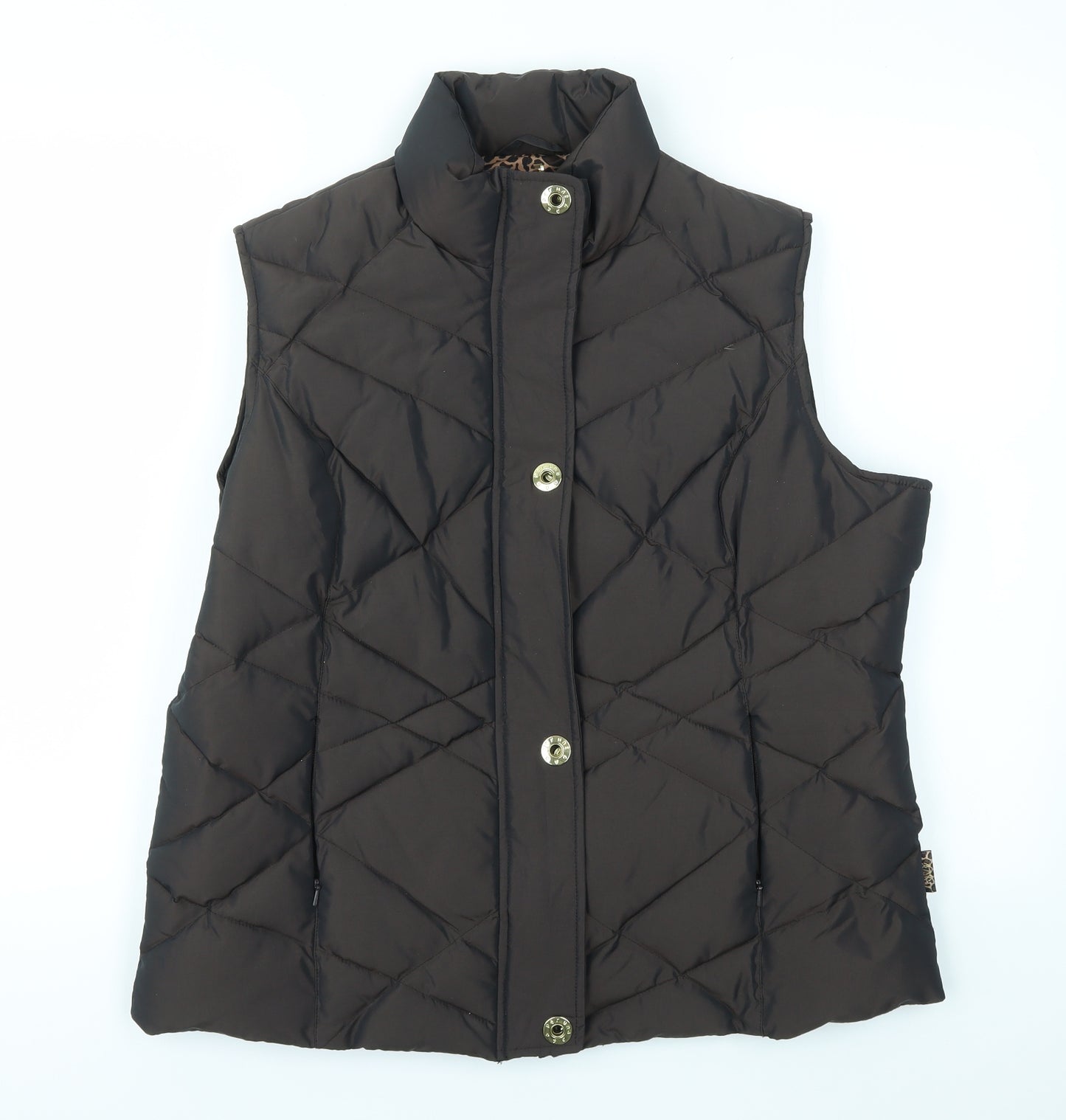 M&S Womens Brown Houndstooth  Gilet Coat Size L