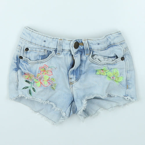 M&S Girls Blue   Cut-Off Shorts Size 3-4 Years