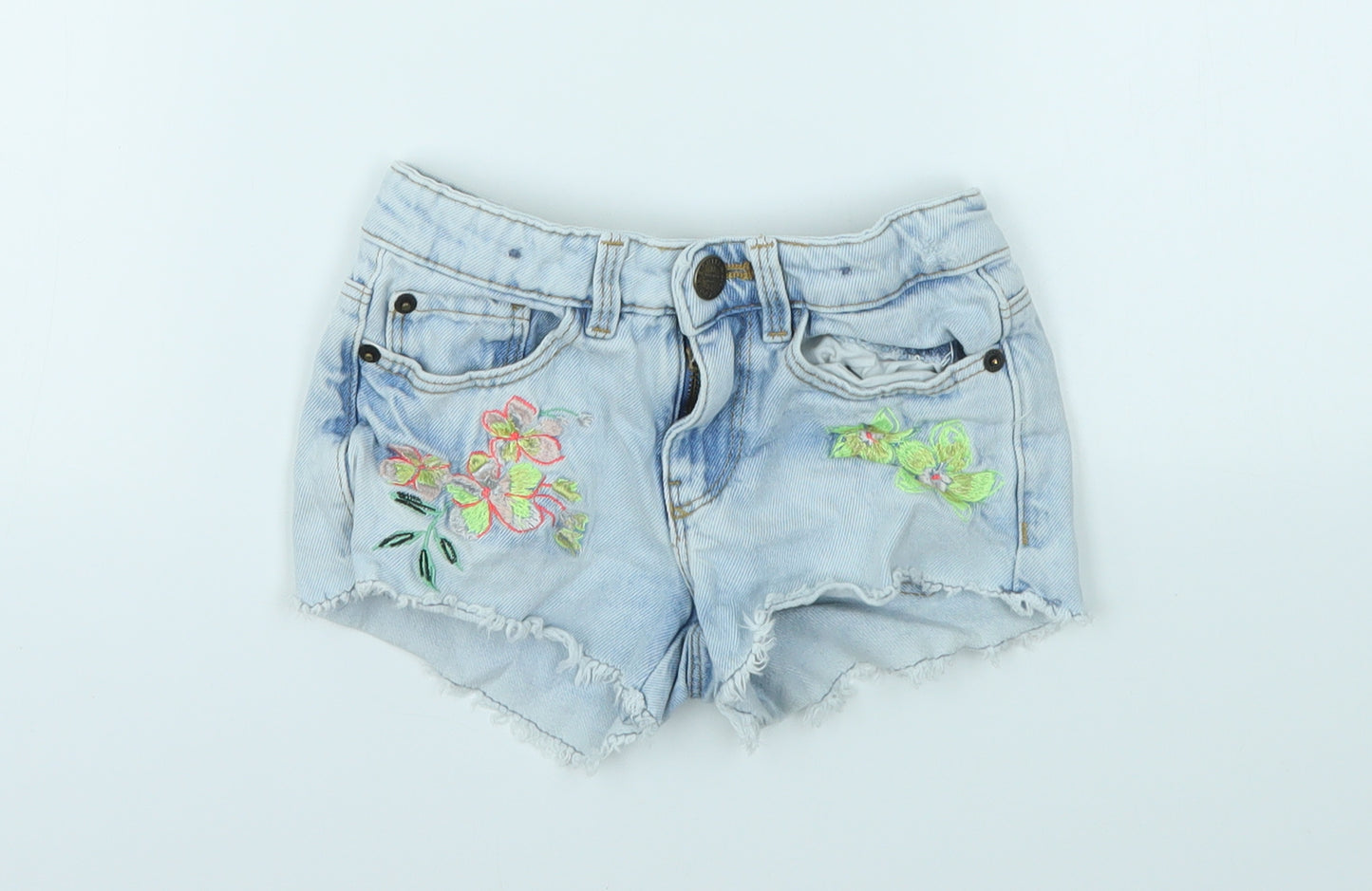 M&S Girls Blue   Cut-Off Shorts Size 3-4 Years