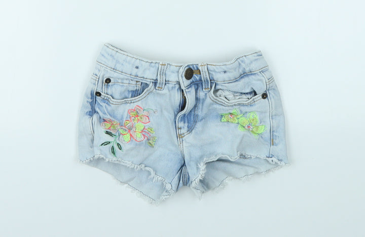 M&S Girls Blue   Cut-Off Shorts Size 3-4 Years