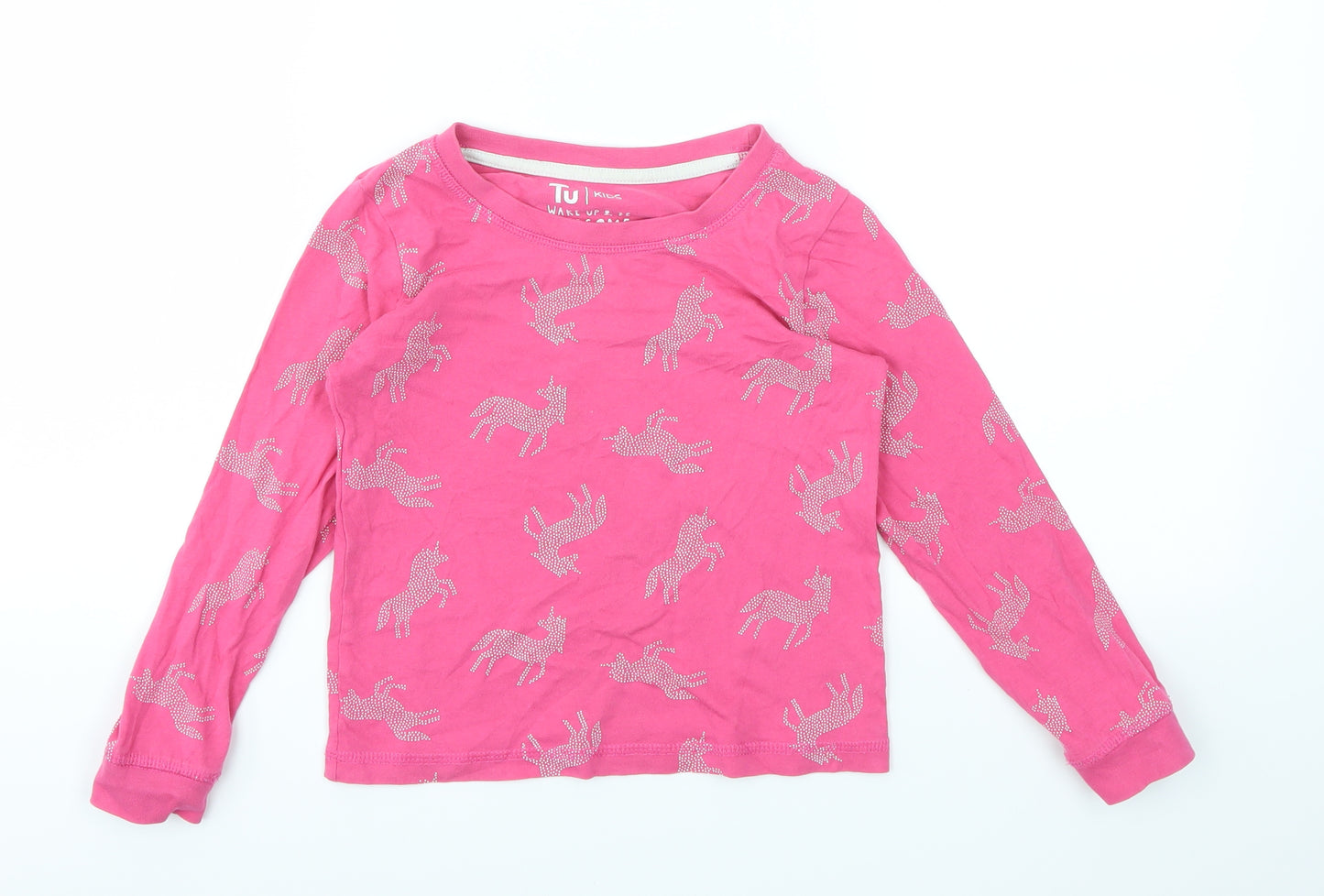 TU Girls Pink Argyle/Diamond  Basic T-Shirt Size 6-7 Years