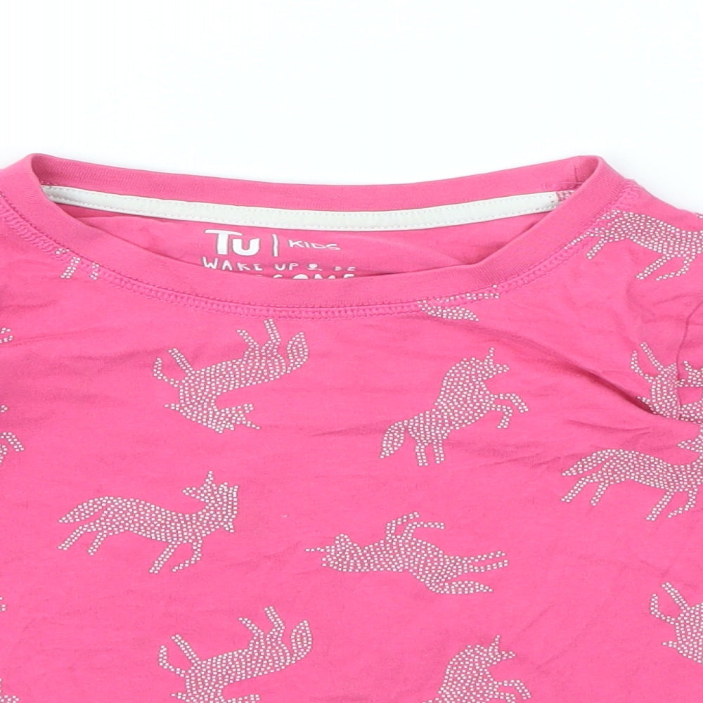 TU Girls Pink Argyle/Diamond  Basic T-Shirt Size 6-7 Years