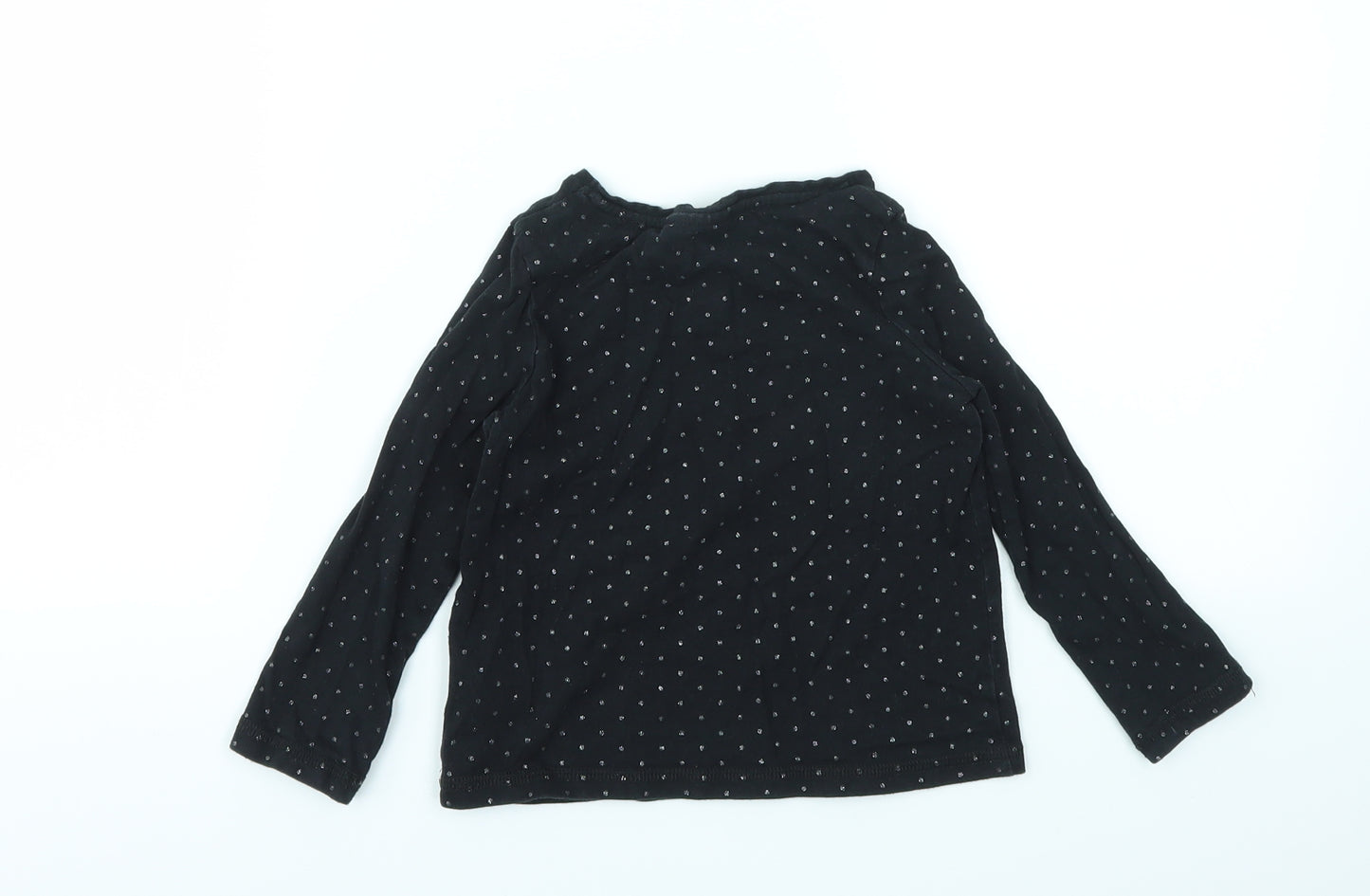 NEXT Girls Black Polka Dot  Basic T-Shirt Size 2-3 Years