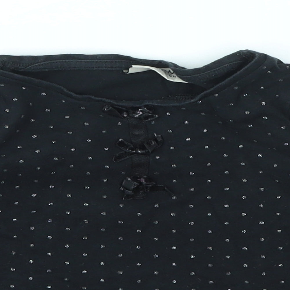 NEXT Girls Black Polka Dot  Basic T-Shirt Size 2-3 Years