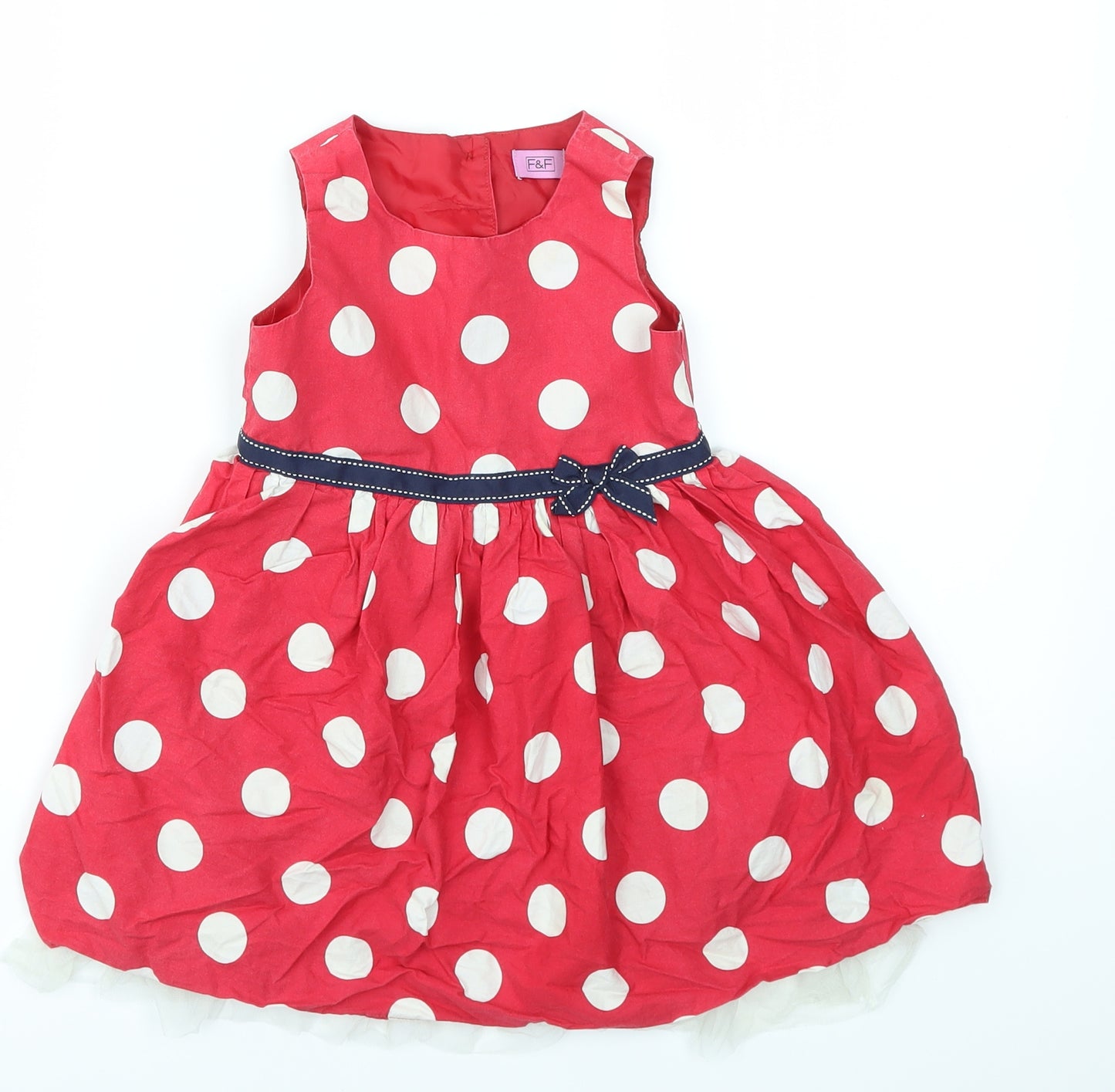 F&F Girls Red Spotted  Fit & Flare  Size 2-3 Years