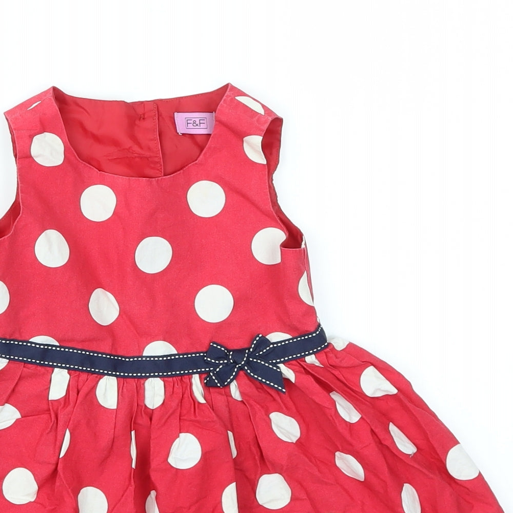 F&F Girls Red Spotted  Fit & Flare  Size 2-3 Years