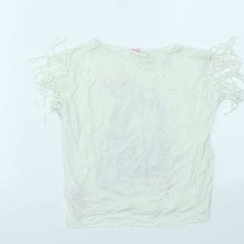 MISS EVIE Girls Silver Geometric  Basic T-Shirt Size 6-7 Years