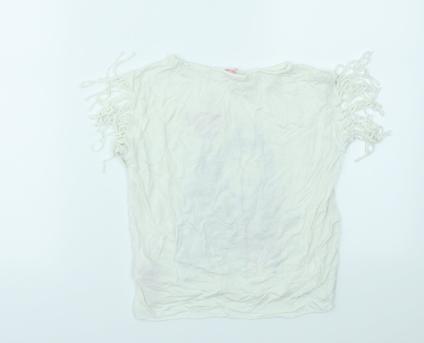 MISS EVIE Girls Silver Geometric  Basic T-Shirt Size 6-7 Years