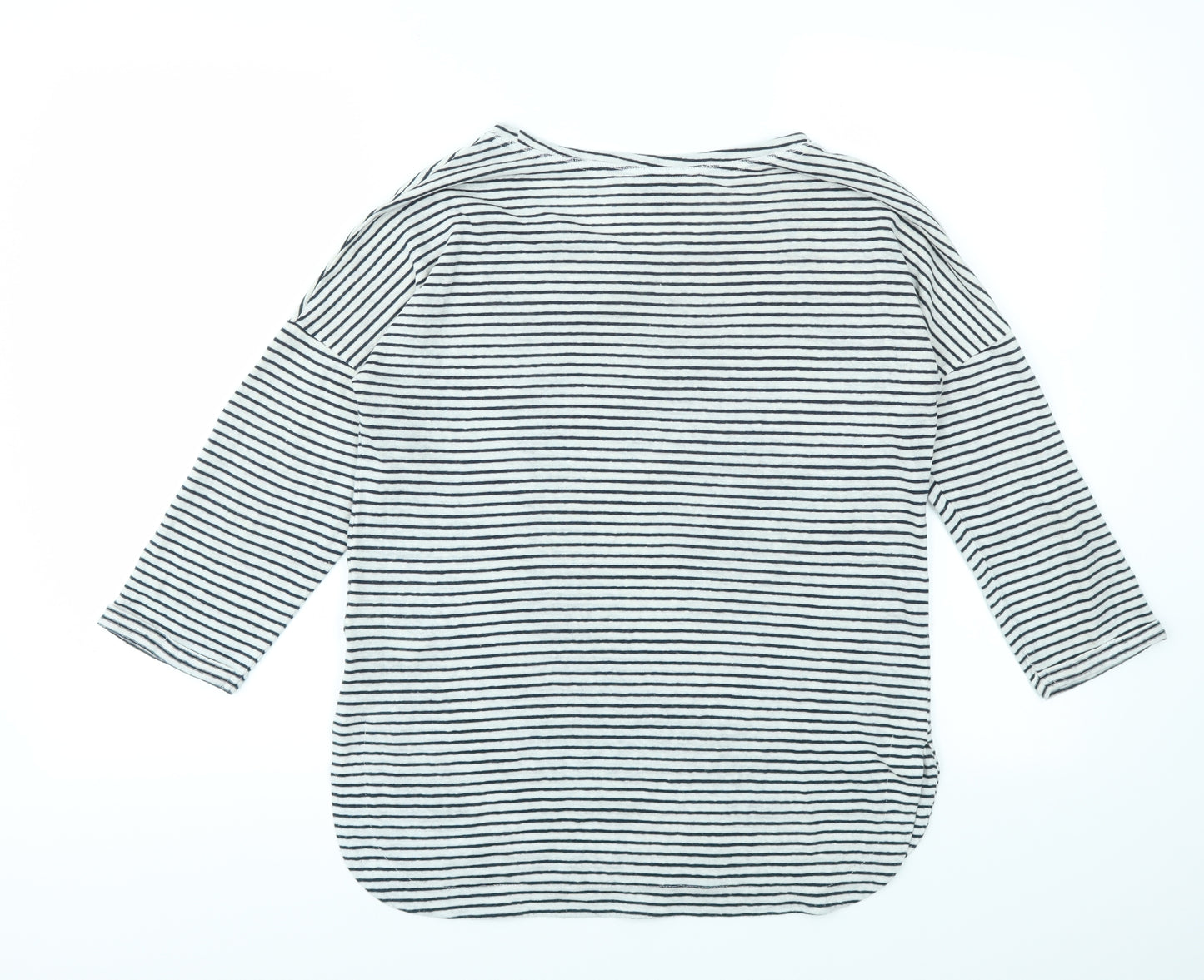 F&F Womens Grey Striped  Basic T-Shirt Size 8