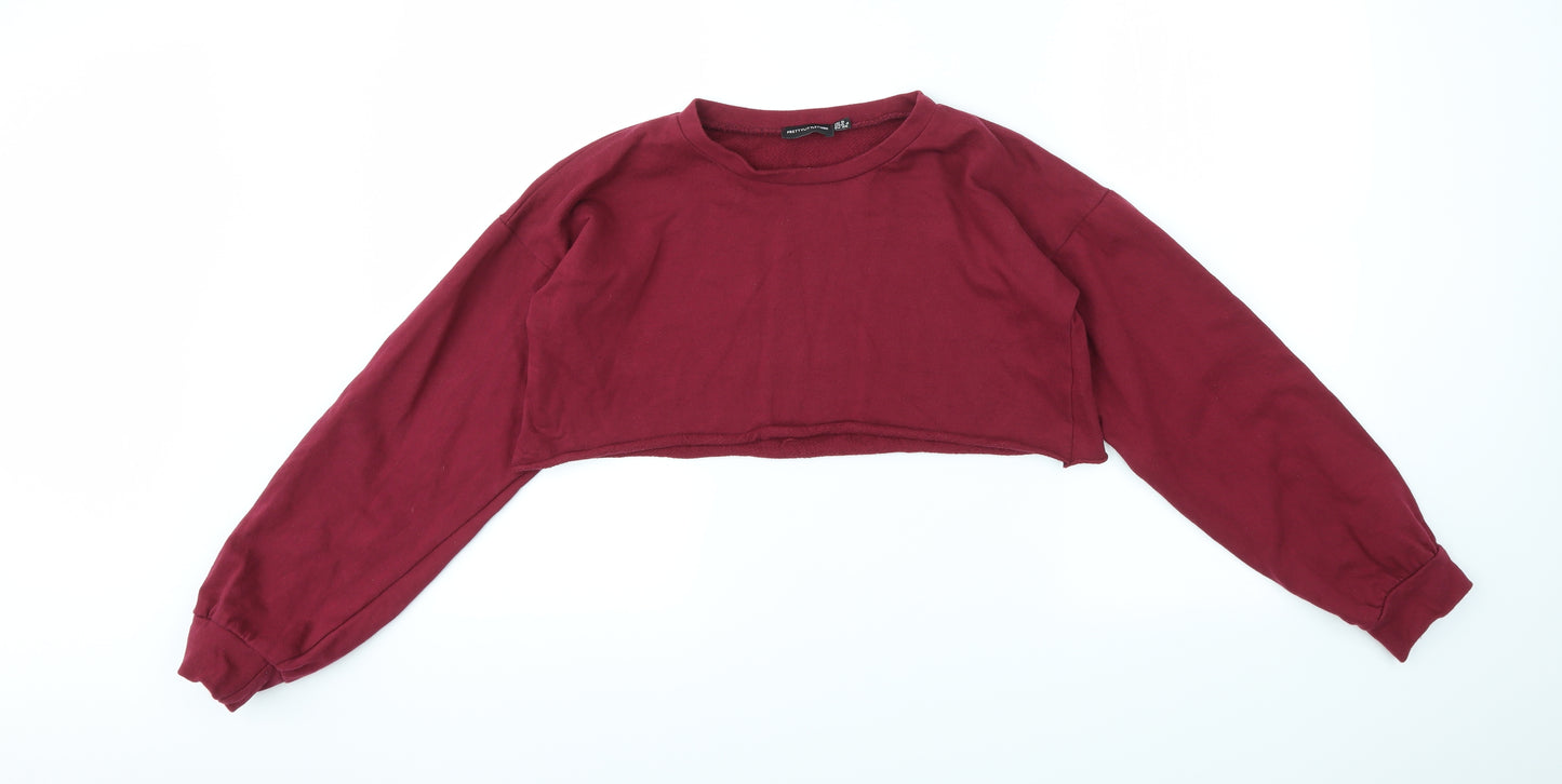 PRETTY LITLE THING  Womens Purple   Henley Sweatshirt Size 8