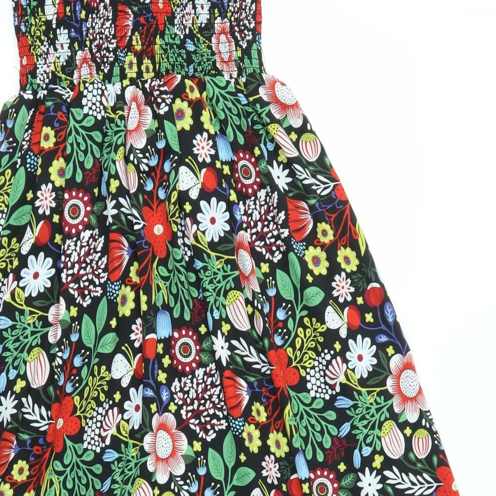 Traffic People Womens Multicoloured Floral  Flare Skirt Size S  - stretch waistband