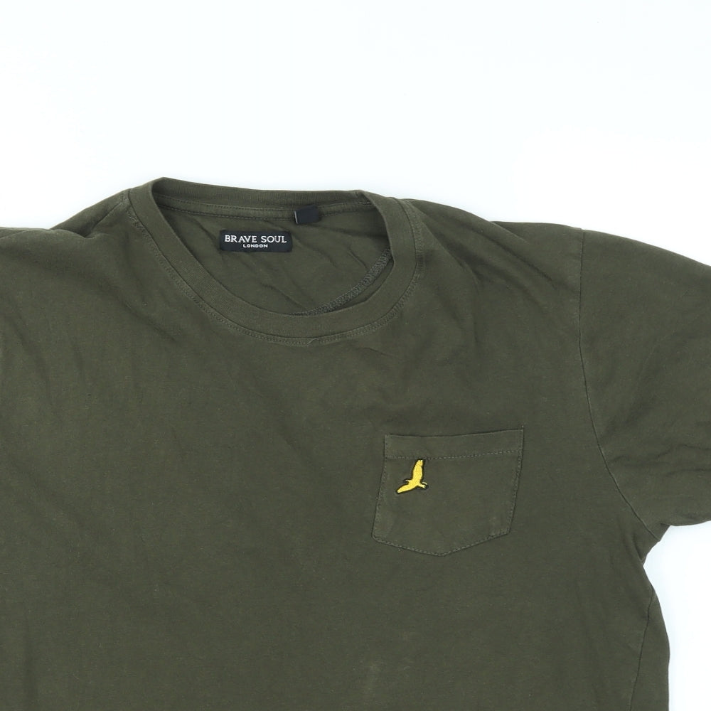 Brave Soul Mens Green    T-Shirt Size L
