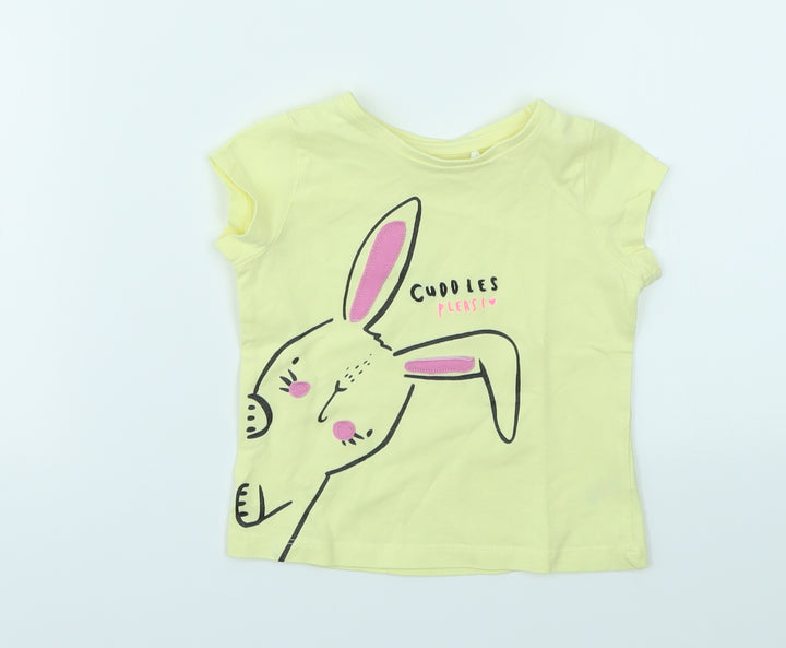 MINI CLUB  Girls Yellow Geometric  Basic T-Shirt Size 9-12 Months