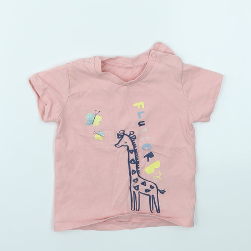 M&S Girls Pink   Basic T-Shirt Size 9-12 Months