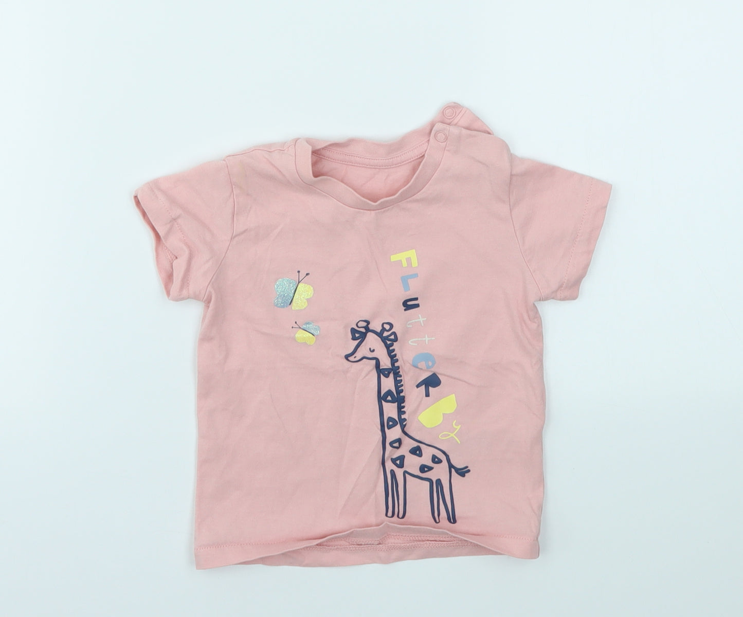 M&S Girls Pink   Basic T-Shirt Size 9-12 Months