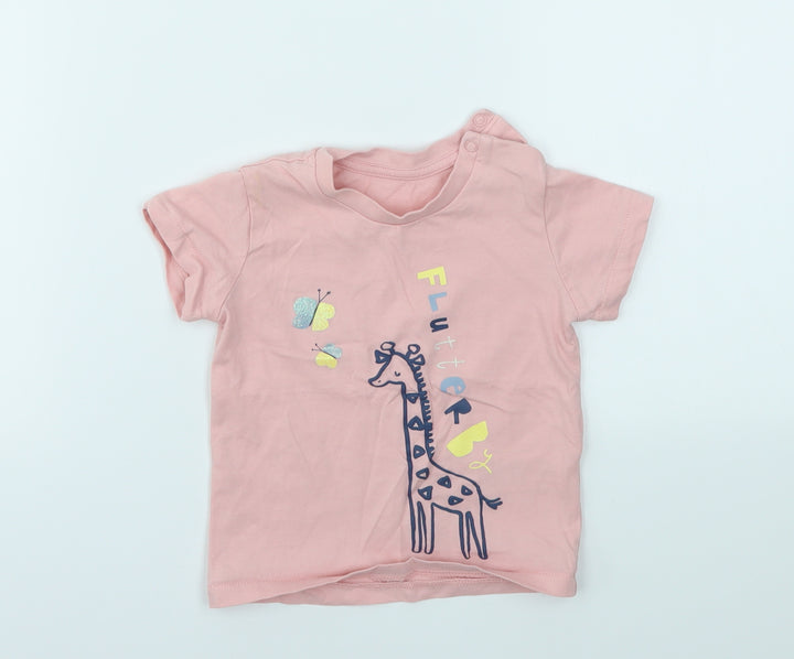 M&S Girls Pink   Basic T-Shirt Size 9-12 Months