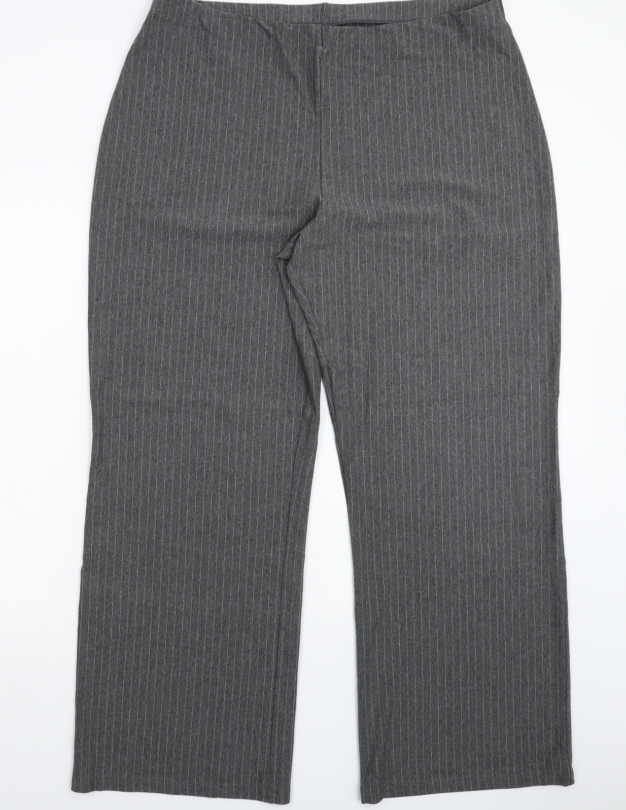 Marks and Spencer Womens Grey Striped  Trousers  Size 20 L30 in