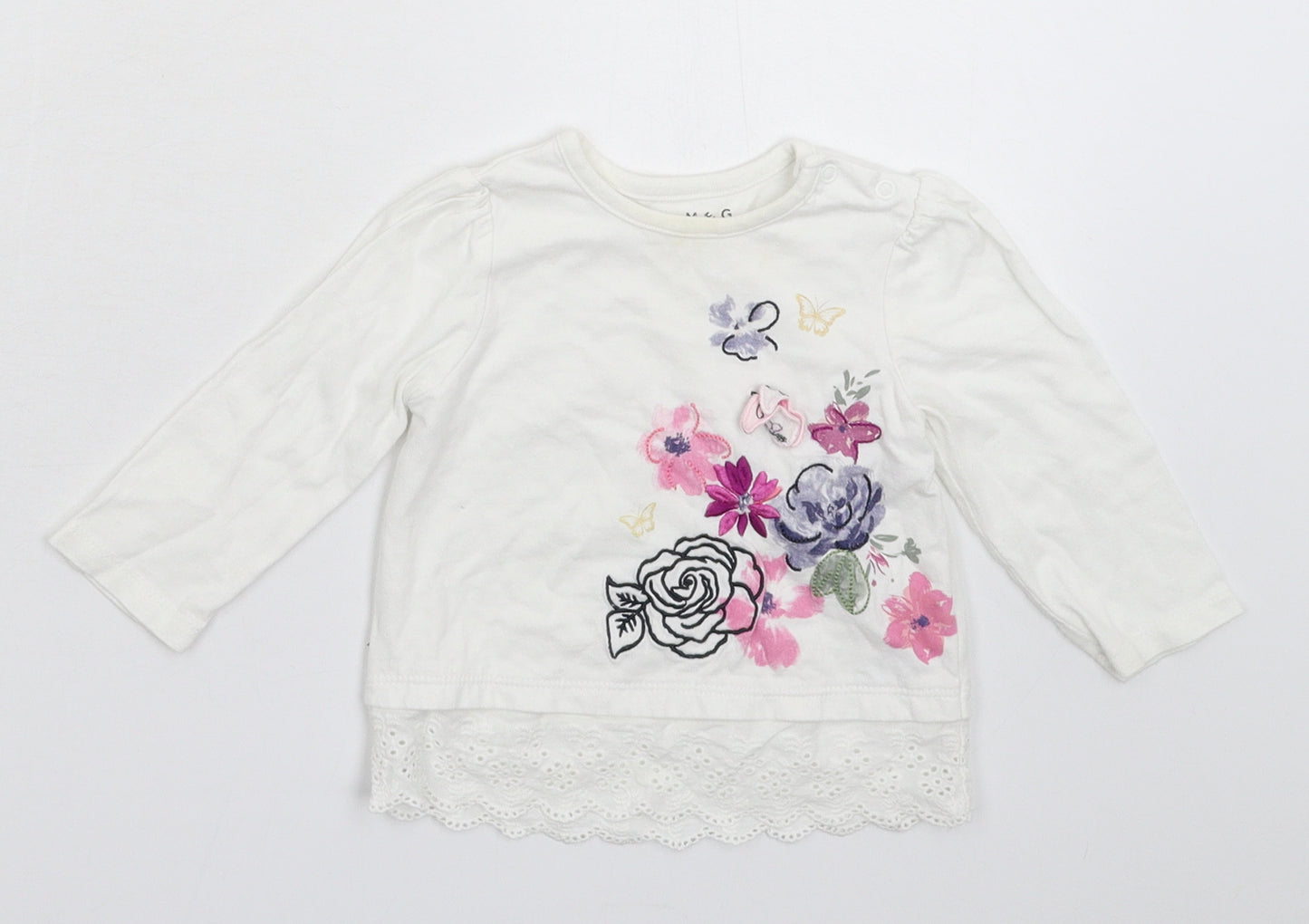 Nutmeg Girls White   Basic T-Shirt Size 6-9 Months