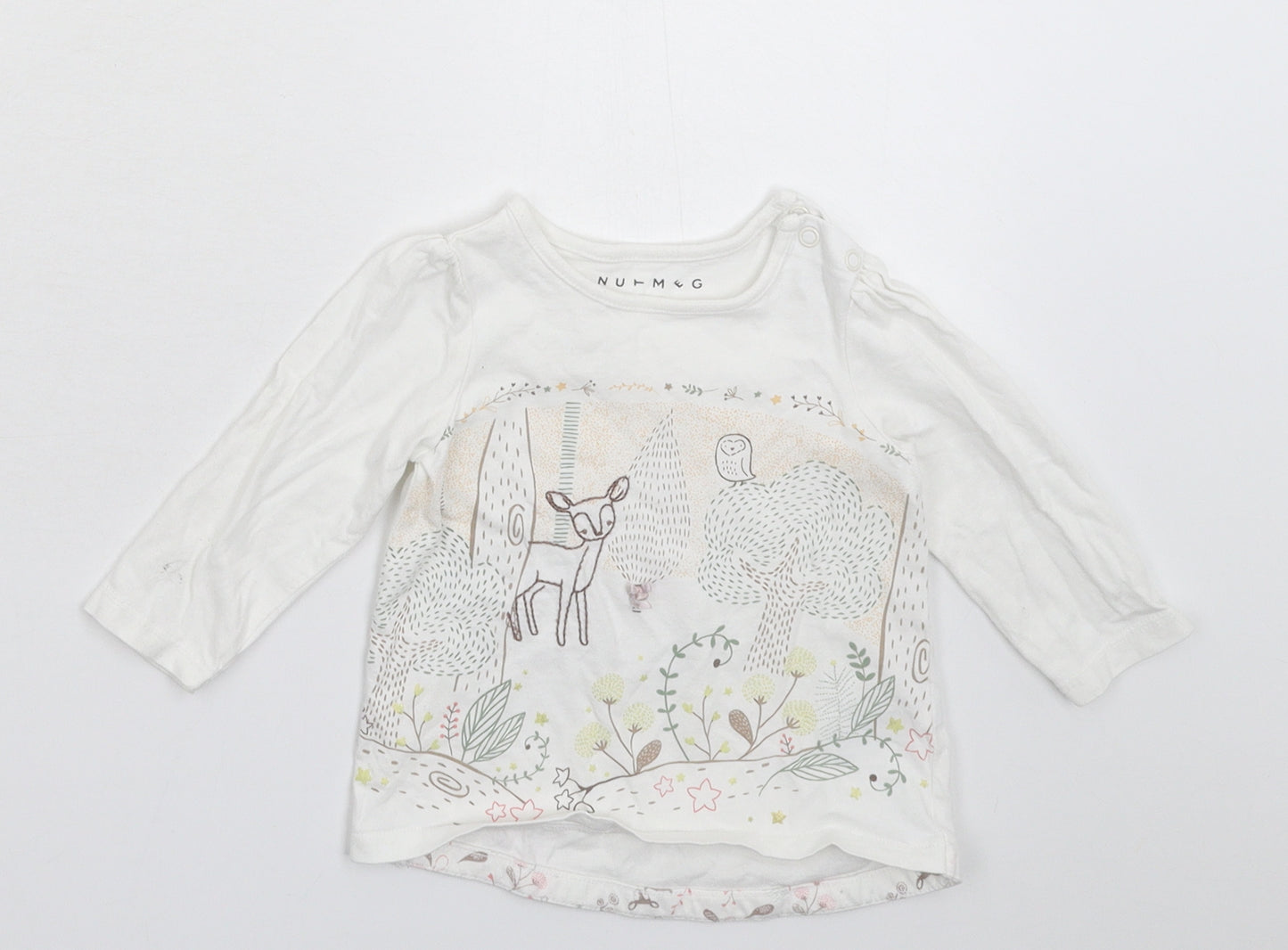 Nutmeg Girls White   Basic T-Shirt Size 6-9 Months