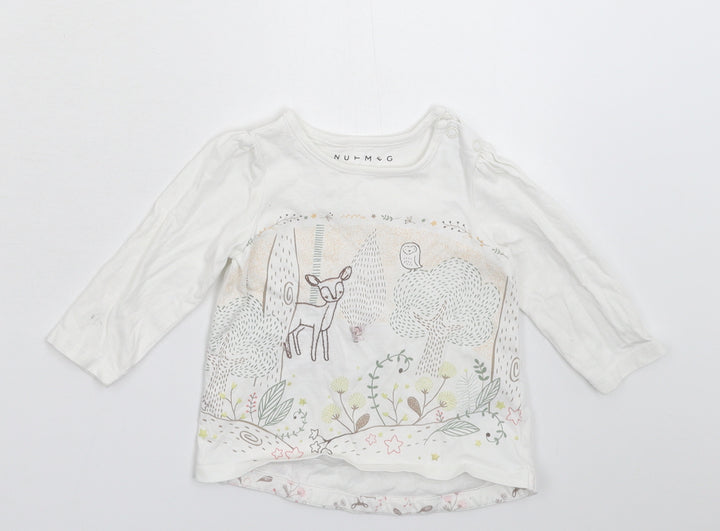 Nutmeg Girls White   Basic T-Shirt Size 6-9 Months