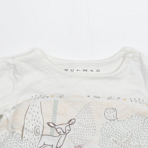 Nutmeg Girls White   Basic T-Shirt Size 6-9 Months