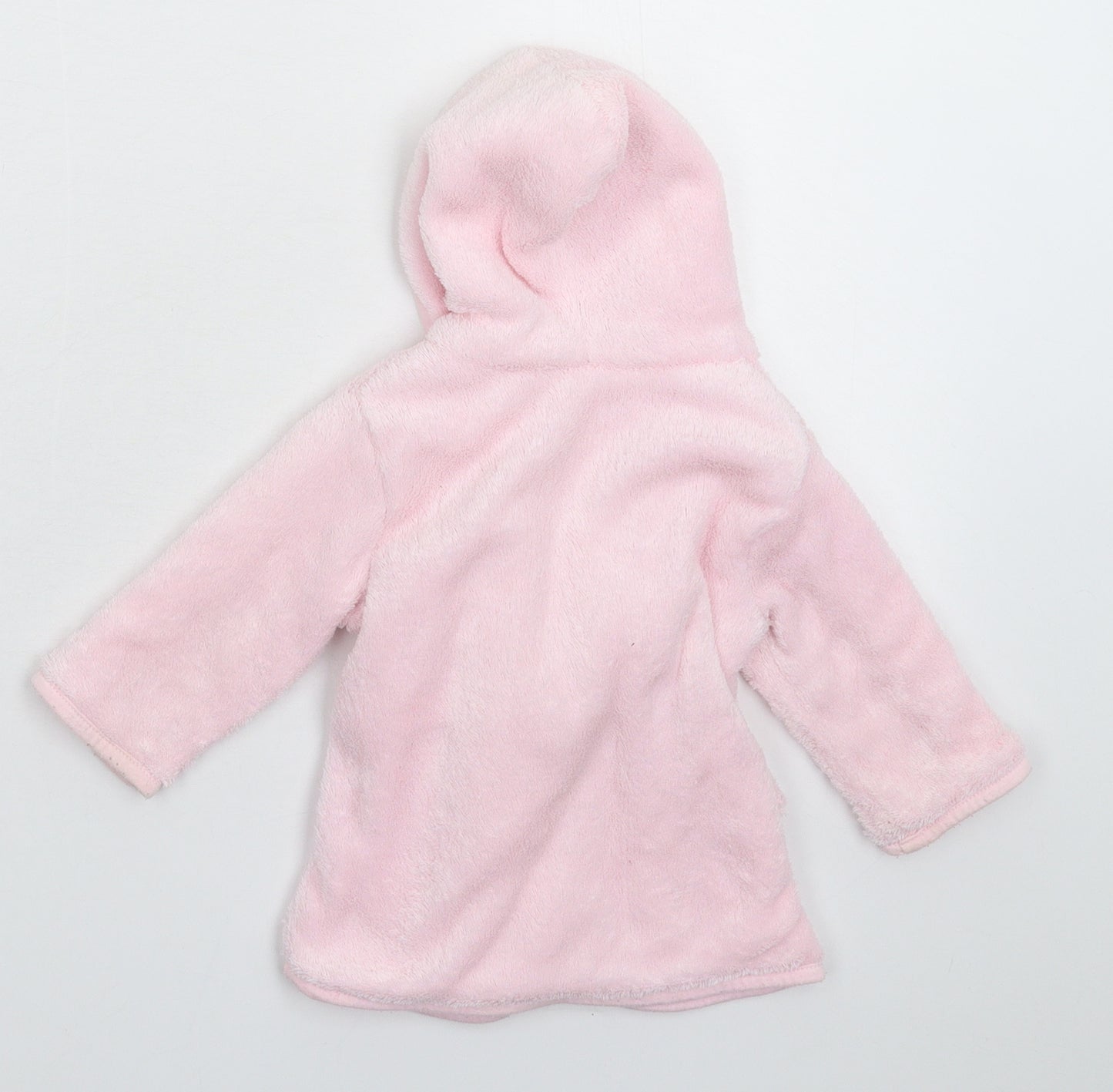Preworn Girls Pink Solid Fleece Kimono Robe Size 9-12 Months