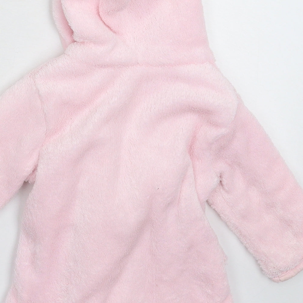 Preworn Girls Pink Solid Fleece Kimono Robe Size 9-12 Months