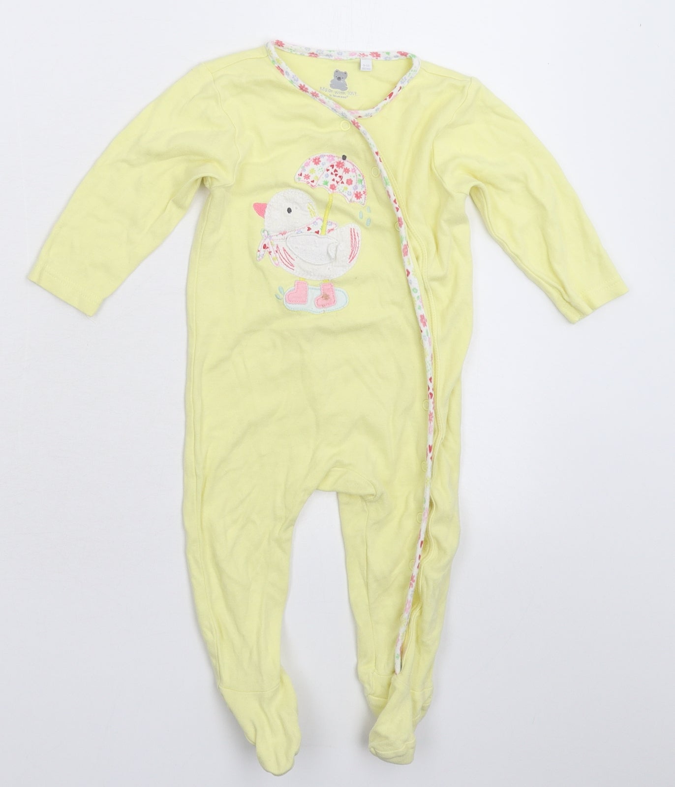 Blue Zoo Girls Yellow Floral  Babygrow One-Piece Size 9-12 Months