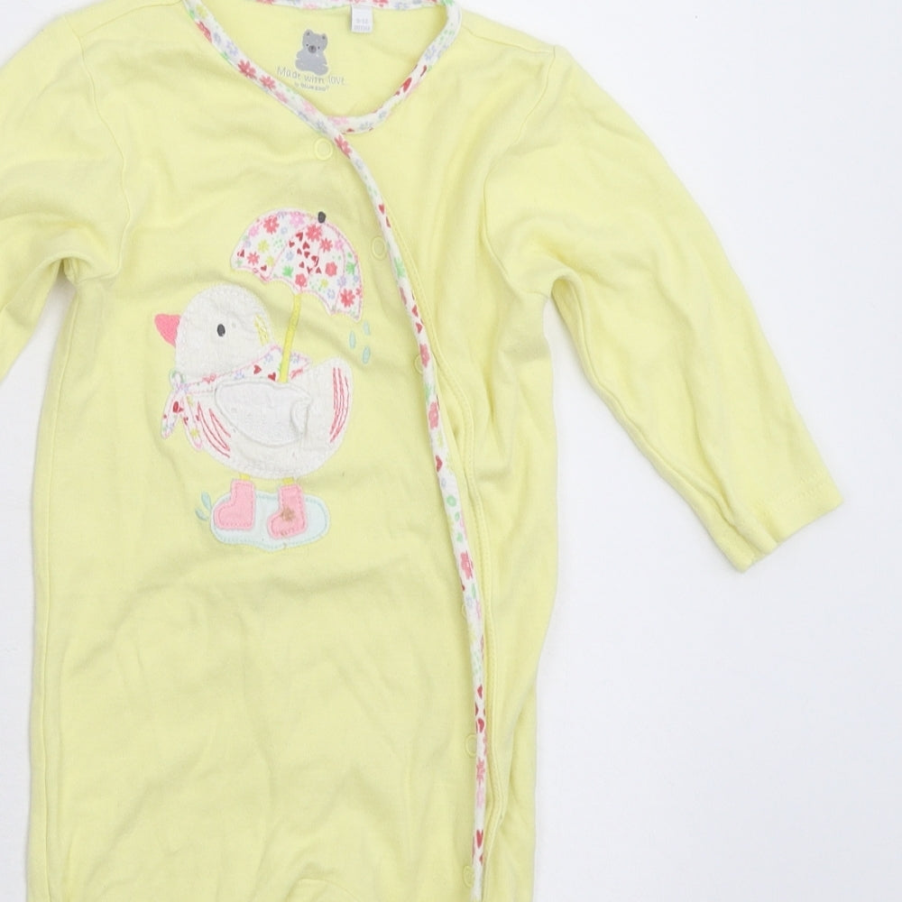 Blue Zoo Girls Yellow Floral  Babygrow One-Piece Size 9-12 Months