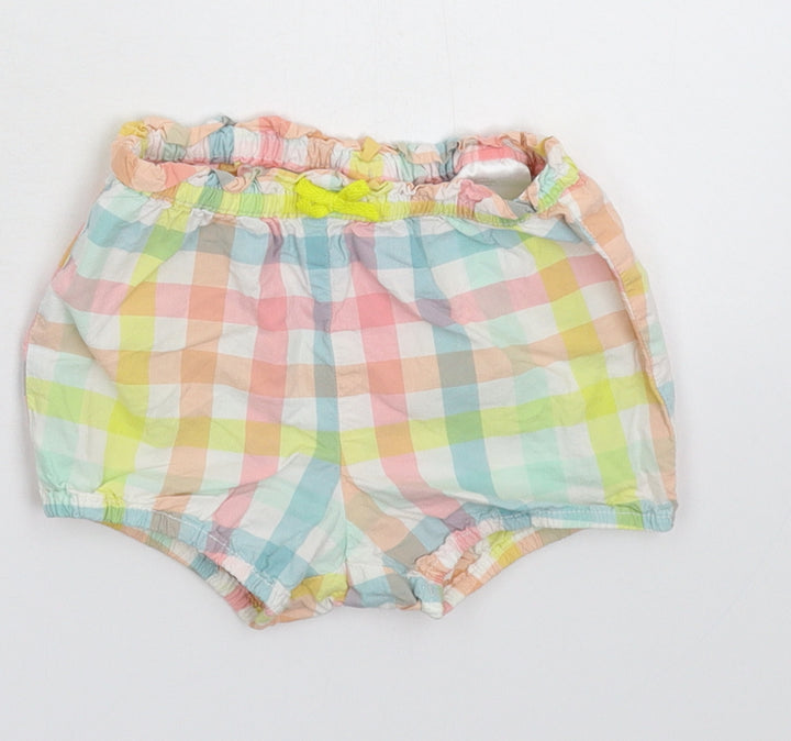 H&M Girls Multicoloured Check Cropped Trousers Size 9-12 Months - Shorts