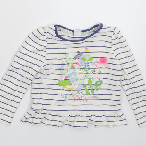Mini Club Girls White Striped  Basic T-Shirt Size 9-12 Months