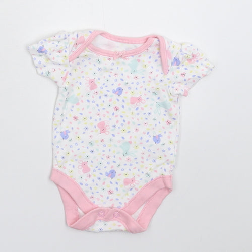 George Baby White Floral  Babygrow One-Piece Size 0-3 Months