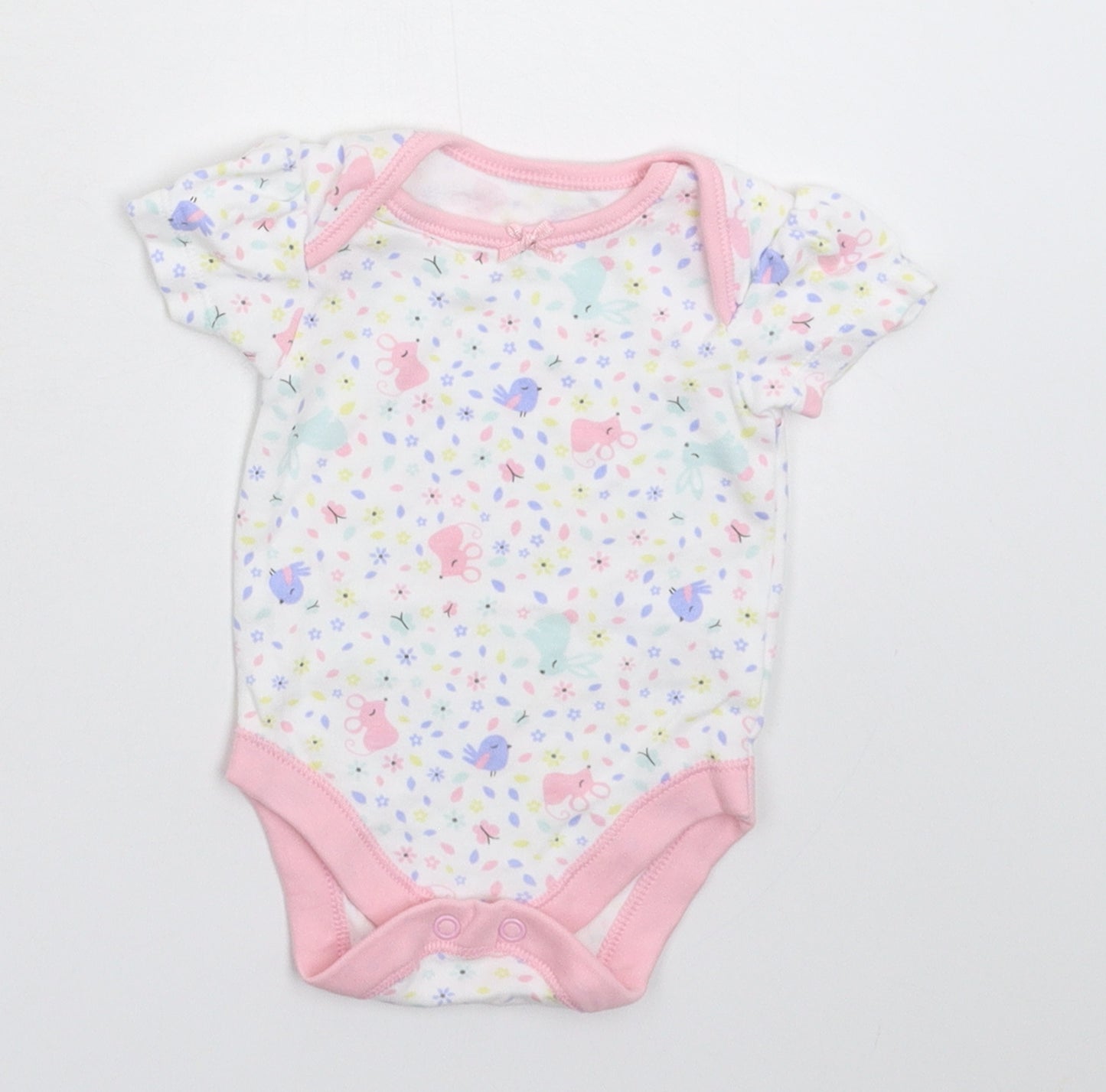 George Baby White Floral  Babygrow One-Piece Size 0-3 Months