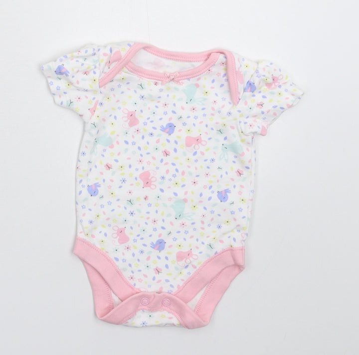 George Baby White Floral  Babygrow One-Piece Size 0-3 Months