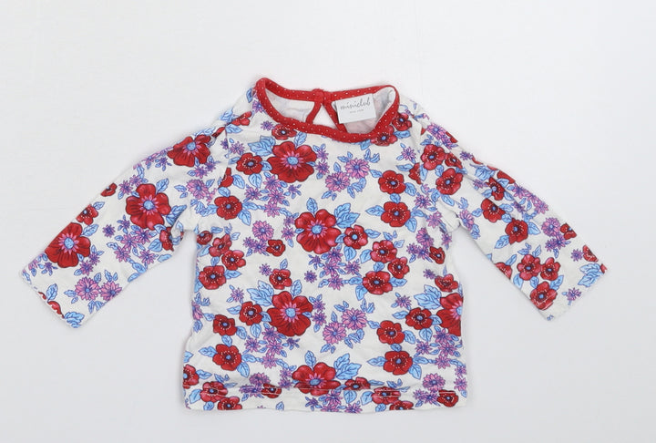 Mini Club Girls White Floral Basic Blouse Size 3-6 Months