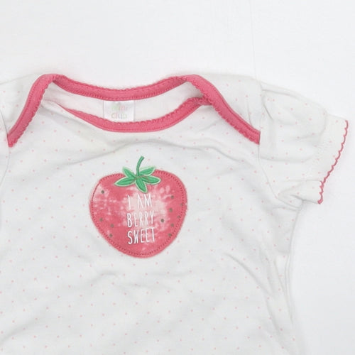 Mini Club Girls White Spotted  Babygrow One-Piece Size 3-6 Months