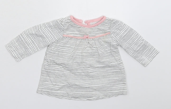 George Girls White Striped  Basic T-Shirt Size 3-6 Months