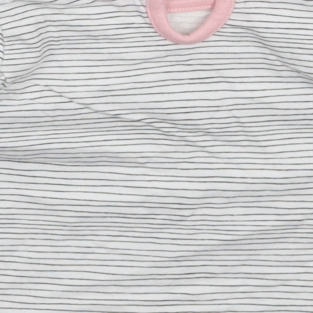 George Girls White Striped  Basic T-Shirt Size 3-6 Months