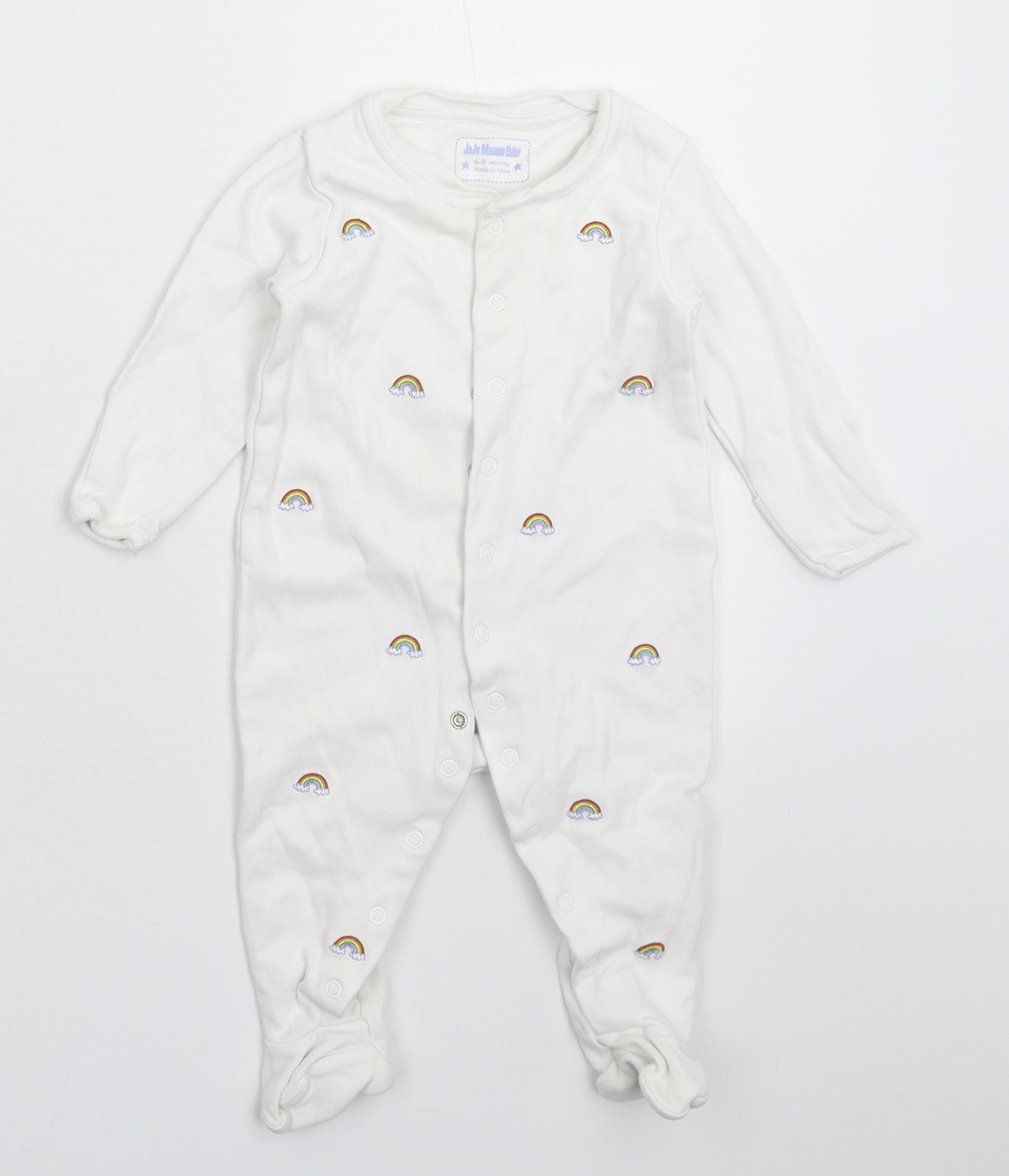 JoJo Maman Bébé Baby White   Babygrow One-Piece Size 6-9 Months