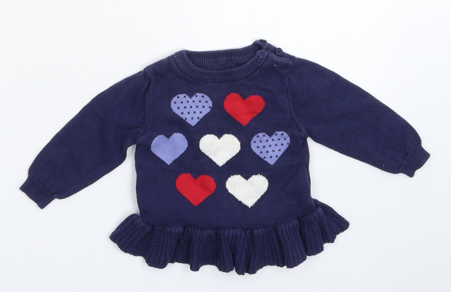 Nutmeg Girls Blue  Knit Pullover Jumper Size 3-6 Months