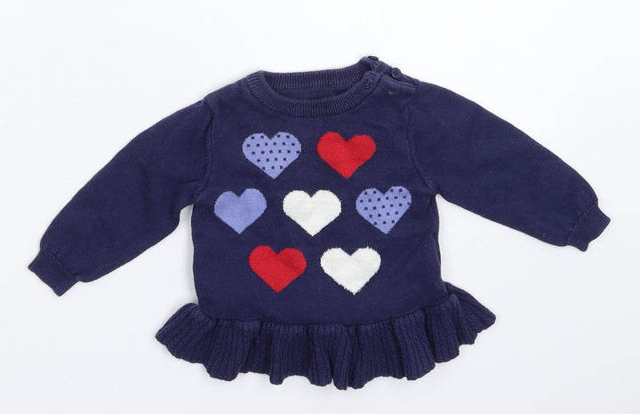 Nutmeg Girls Blue  Knit Pullover Jumper Size 3-6 Months