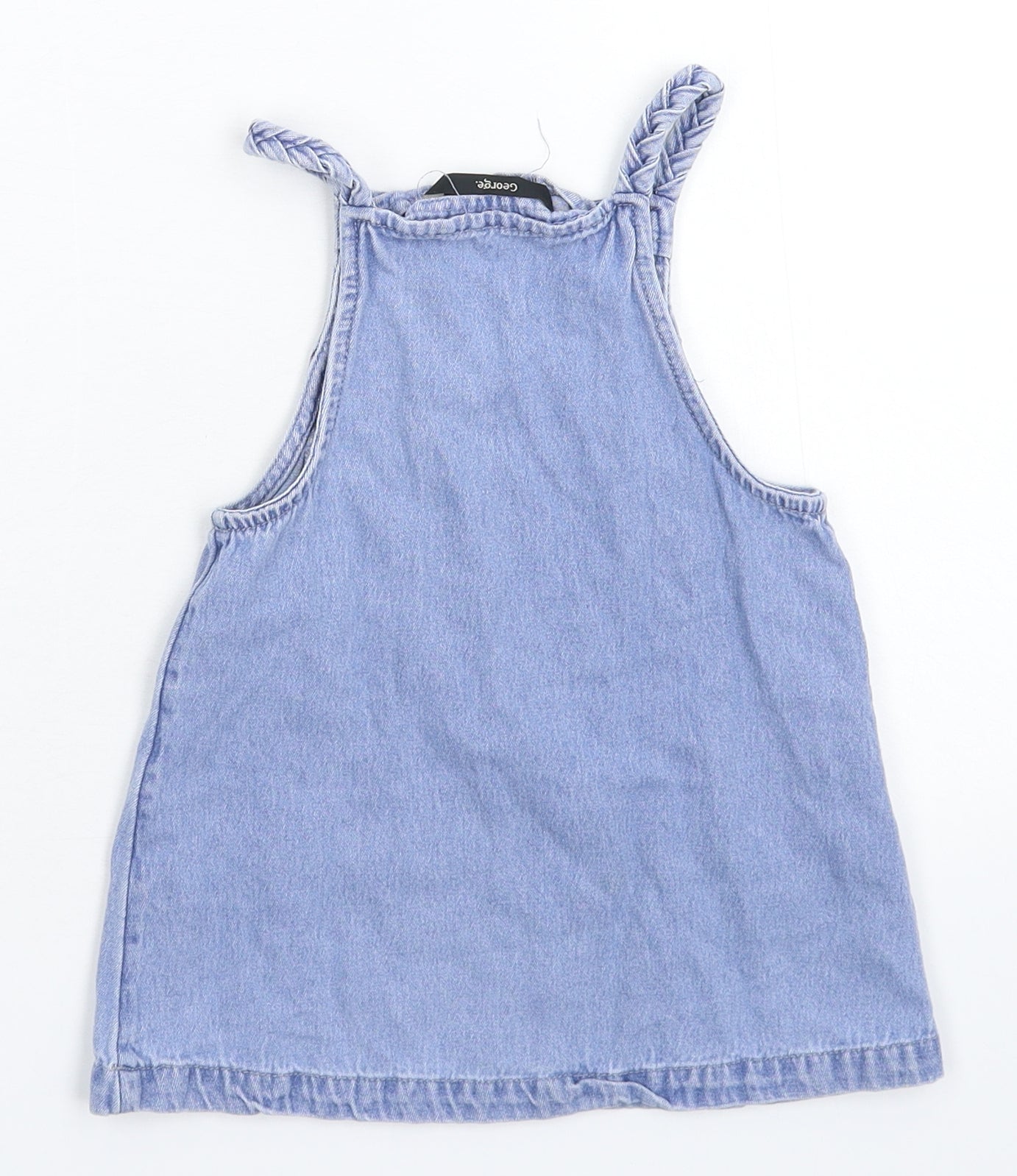 George Girls Blue Floral Denim Pinafore/Dungaree Dress  Size 12 Months